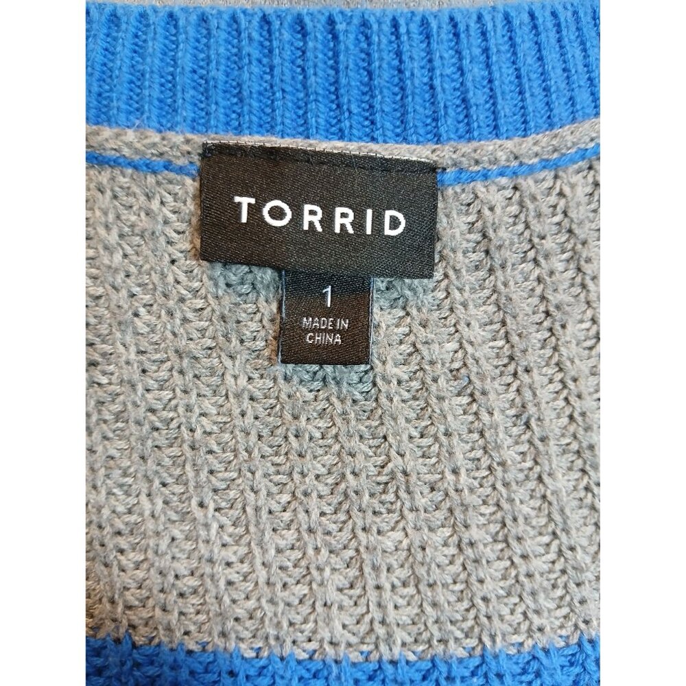 Torrid Sz 1 Womens Knit Sweater Drop Shoulder Striped Scoop Neck  Plus Sz 14/16 - Picture 4 of 6